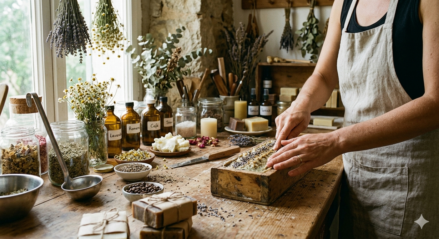 mujer realizando el proceso de jabon pixani